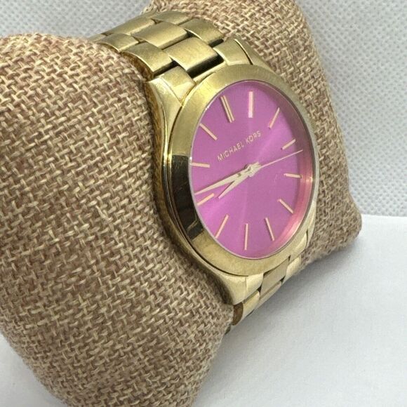 Michael Kors Slim Runway MK3264 Women Analog Pink Dial Quartz Wrist Watch JNA256 - Picture 3 of 11